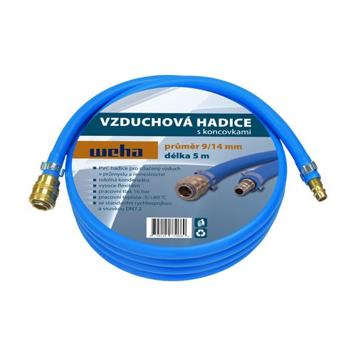 DL - Pneu hadice 9/15mm 5m vč. rychlospojek DN 7,2mm
